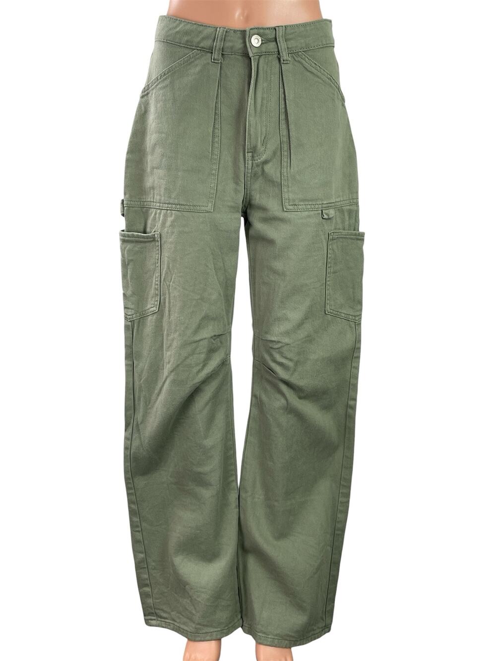 Princess Polly Green High Rise Pockets Wide Leg Baggy Denim Jeans Cargo Pants 4